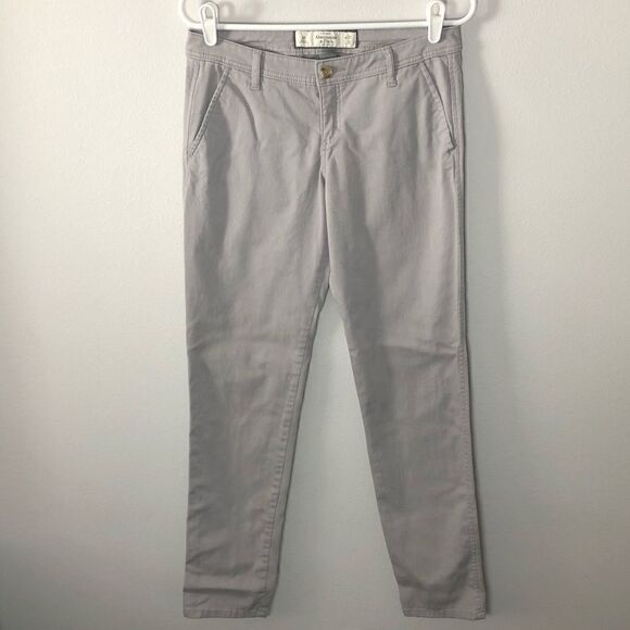 Abercrombie & Fitch Y2K Style Light Gray Cotton Pants - Size 4R - Picture 1 of 8